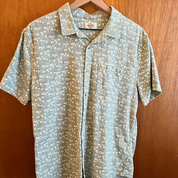 Stretch Selvage Short Sleeve Shirt - Marine Layer - Men's Large - Picture 3 of 11